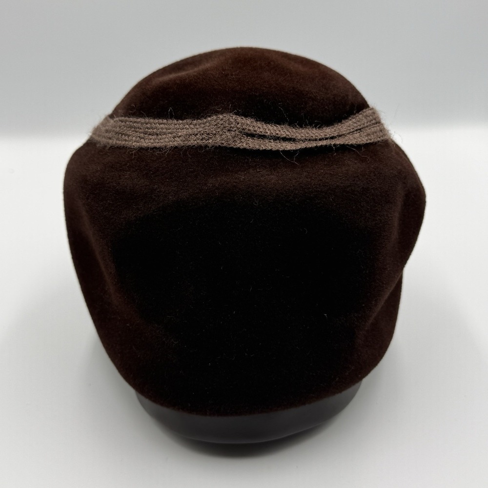 Vintage Frank Olive Brown Velour Hat w/ Bow – Made in Italy Velour 1950s 1960s